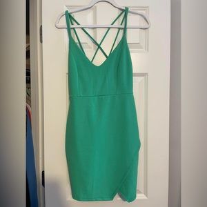 Blue Blush mini light green wrap body con dress
